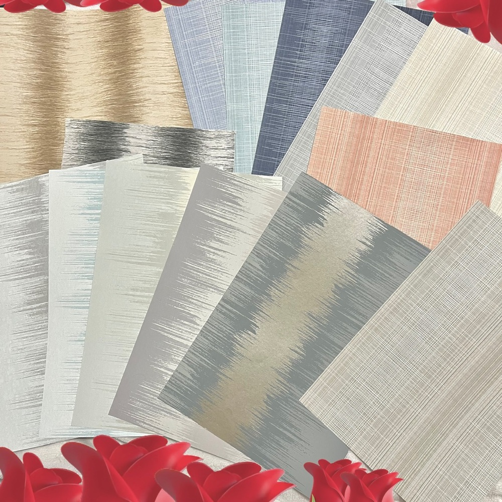 14 Large Assorted Multicolor Semi-Textured Stripe DIY Wallpaper Sample Sheets